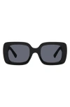 Kurt Geiger London 51mm Rectangle Sunglasses In Solid Black/solid Smoke