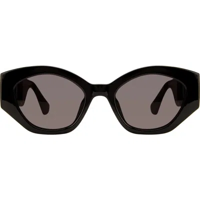 Kurt Geiger London 51mm Round Sunglasses In Black/smoke