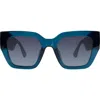 Kurt Geiger London 52mm Gradient Cat Eye Sunglasses In Blue/smoke Teal