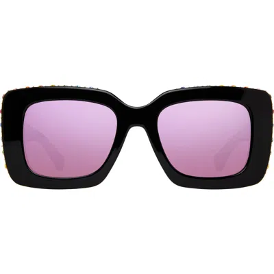 Kurt Geiger London 52mm Square Sunglasses In Black/rainbow
