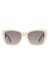Kurt Geiger London 54mm Rectangular Sunglasses In Bone Opaque/gray Gradient