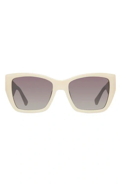 Kurt Geiger London 54mm Rectangular Sunglasses In Bone Opaque/gray Gradient
