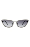 Kurt Geiger Cat Eye Sunglasses, 60mm In Silver/smoke Gradient