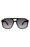 Kurt Geiger London 59mm Aviator Gradient Sunglasses In Black/smoke Gradient
