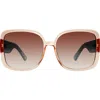 Kurt Geiger London 59mm Square Sunglasses In Crystal Blush/brown Gradient