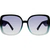 Kurt Geiger London 59mm Square Sunglasses In Crystal Teal Crystal/blue