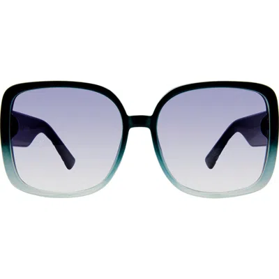 Kurt Geiger London 59mm Square Sunglasses In Crystal Teal Crystal/blue