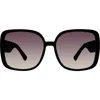 Kurt Geiger London 59mm Square Sunglasses In Solid Black/soft Gold Flash