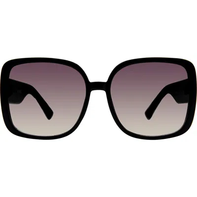 Kurt Geiger London 59mm Square Sunglasses In Solid Black/soft Gold Flash