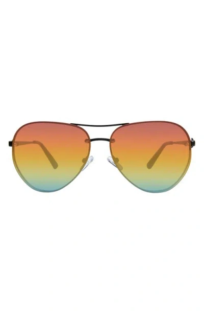 Kurt Geiger London 60mm Aviator Sunglasses In Black/ Rainbow
