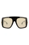 Kurt Geiger London 62mm Oversize Rectangular Sunglasses In Black/brown Gold