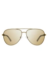 Kurt Geiger London 63mm Oversize Pilot Sunglasses In Brass/gold Mirror