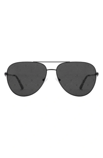 Kurt Geiger London 65mm Oversize Pilot Sunglasses In Black/rainbow Mirror