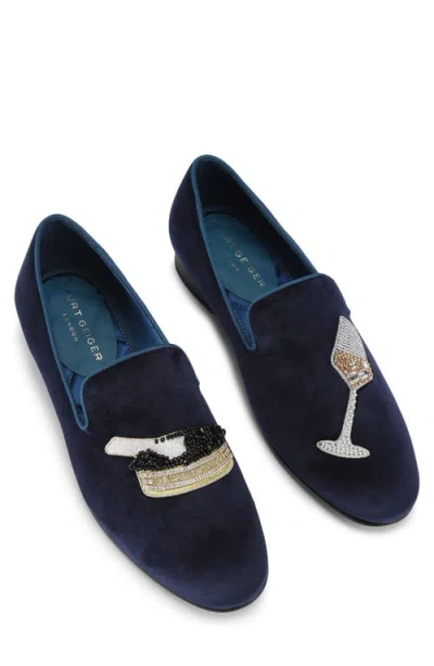 Kurt Geiger London Ace Velvet Loafer In Black