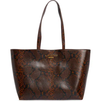 Kurt Geiger London Angel Snakeskin Embossed Leather Shopper In Brown