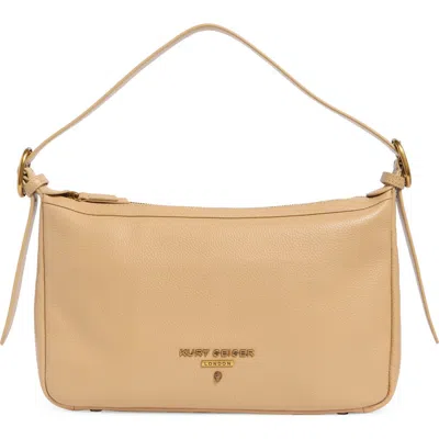 Kurt Geiger London Angel Soft Leather Shoulder Bag In Dark Beige