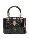 Kurt Geiger London Mini Square Kensington Croc Embossed Leather Top Handle Bag In Black
