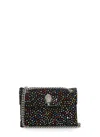 Kurt Geiger Shoulder Bag Velvet Pattern Rhinestone Detail In Black