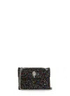Kurt Geiger Shoulder Bag Velvet Pattern Rhinestone Detail In Black