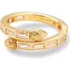 Kurt Geiger London Baguette Crystal Bypass Band Ring In Gold