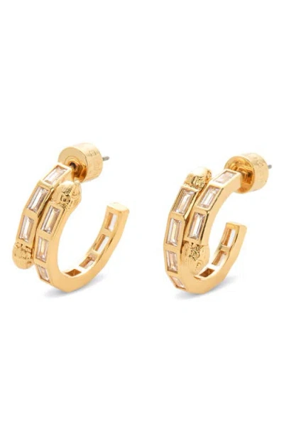 Kurt Geiger London Baguette Crystal Hoop Earrings In Gold