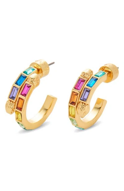 Kurt Geiger London Baguette Stone Small Hoop Earrings In Gold