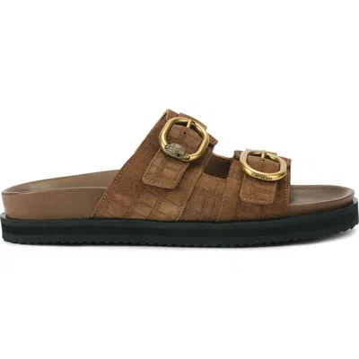 Kurt Geiger London Bancroft Buckle Strap Slide Sandal In Brown