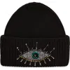 Kurt Geiger London Beaded Evil Eye Beanie In Black