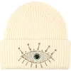 Kurt Geiger London Beaded Evil Eye Beanie In Neutral