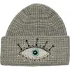 Kurt Geiger London Beaded Evil Eye Beanie In Gray