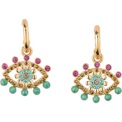 Kurt Geiger London Beaded Evil Eye Drop Huggie Earrings