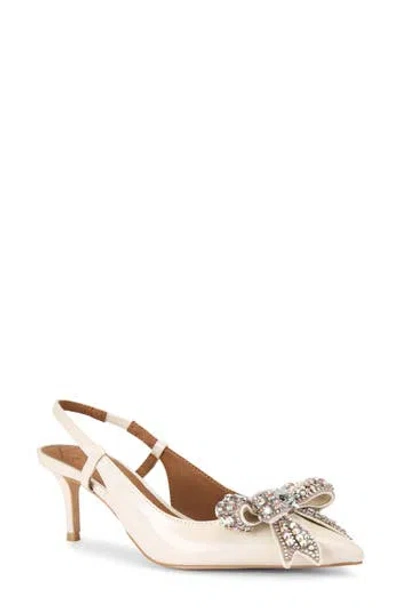 Kurt Geiger London Belgravia Bow Slingback Pointed Toe Pump In Open White