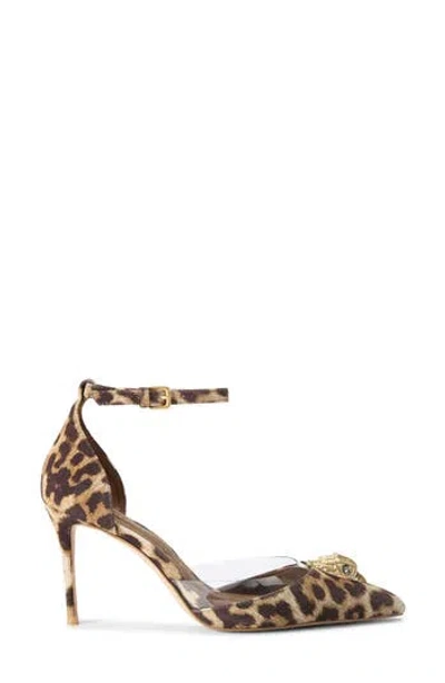 Kurt Geiger London Belgravia Eagle Ankle Strap Pointed Toe Pump In Animal Print