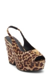 Kurt Geiger London Belgravia Platform Wedge Slingback Pump In Animal Print