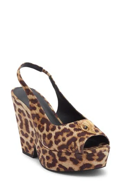 Kurt Geiger London Belgravia Platform Wedge Slingback Pump In Brown