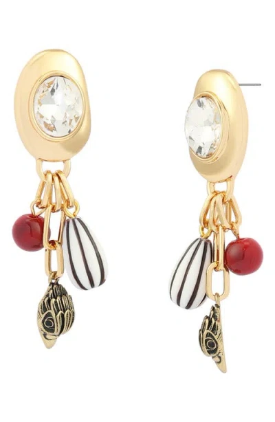 Kurt Geiger London Bezel Stone Charm Drop Earrings In Gold