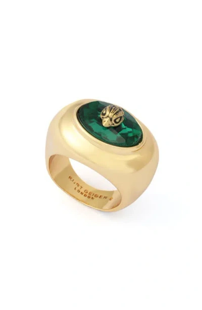 Kurt Geiger London Bezel Stone Cocktail Ring In Gold