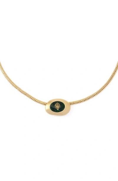 Kurt Geiger London Bezel Stone Short Pendant Necklace In Gold