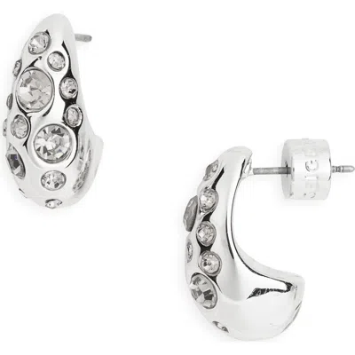 Kurt Geiger London Bombay Pavé Cz Dome Hoop Earrings In Silver