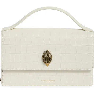 Kurt Geiger London Bond Croc Embossed Leather Top Handle Bag In White