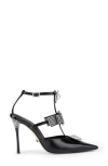 Kurt Geiger London Bow Ankle Strap Pointed Toe Gladiator Pump In Black