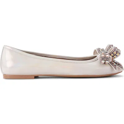Kurt Geiger London Bow Ballerina Flat In Open White