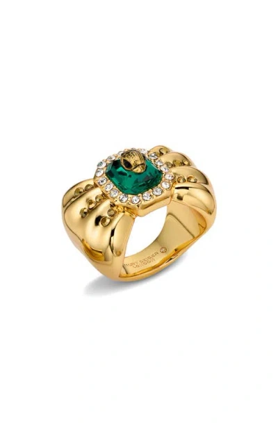 Kurt Geiger London Bow Crystal Cocktail Ring In Multi