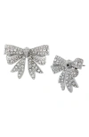 Kurt Geiger Pave Eagle Head Bow Stud Earrings In Rhodium Plated