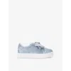 KURT GEIGER BLUE MINI LANEY BOW-EMBELLISHED LOW-TOP WOVEN TRAINERS