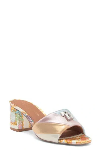 Kurt Geiger London Brixton Block Heel Slide Sandal In Metallic Multi