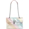 Kurt Geiger London Brixton Leather Lock Bag In Open Grey