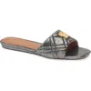 Kurt Geiger London Brixton Metallic Leather Slide Sandal In Metallic