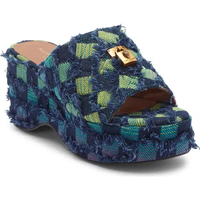 Kurt Geiger London Brixton Platform Wedge Sandal In Blue