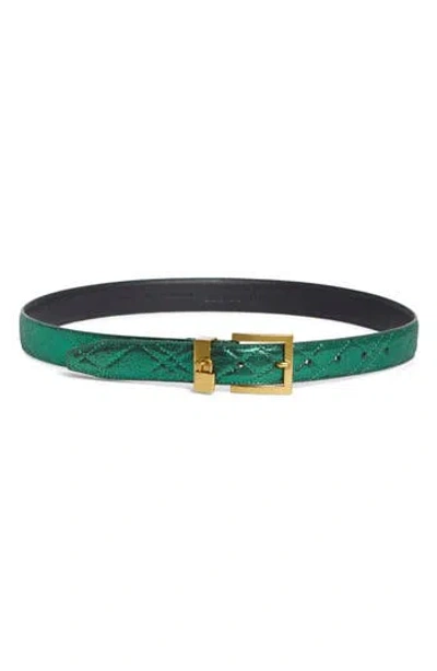 Kurt Geiger London Brixton Quilted Belt In Green